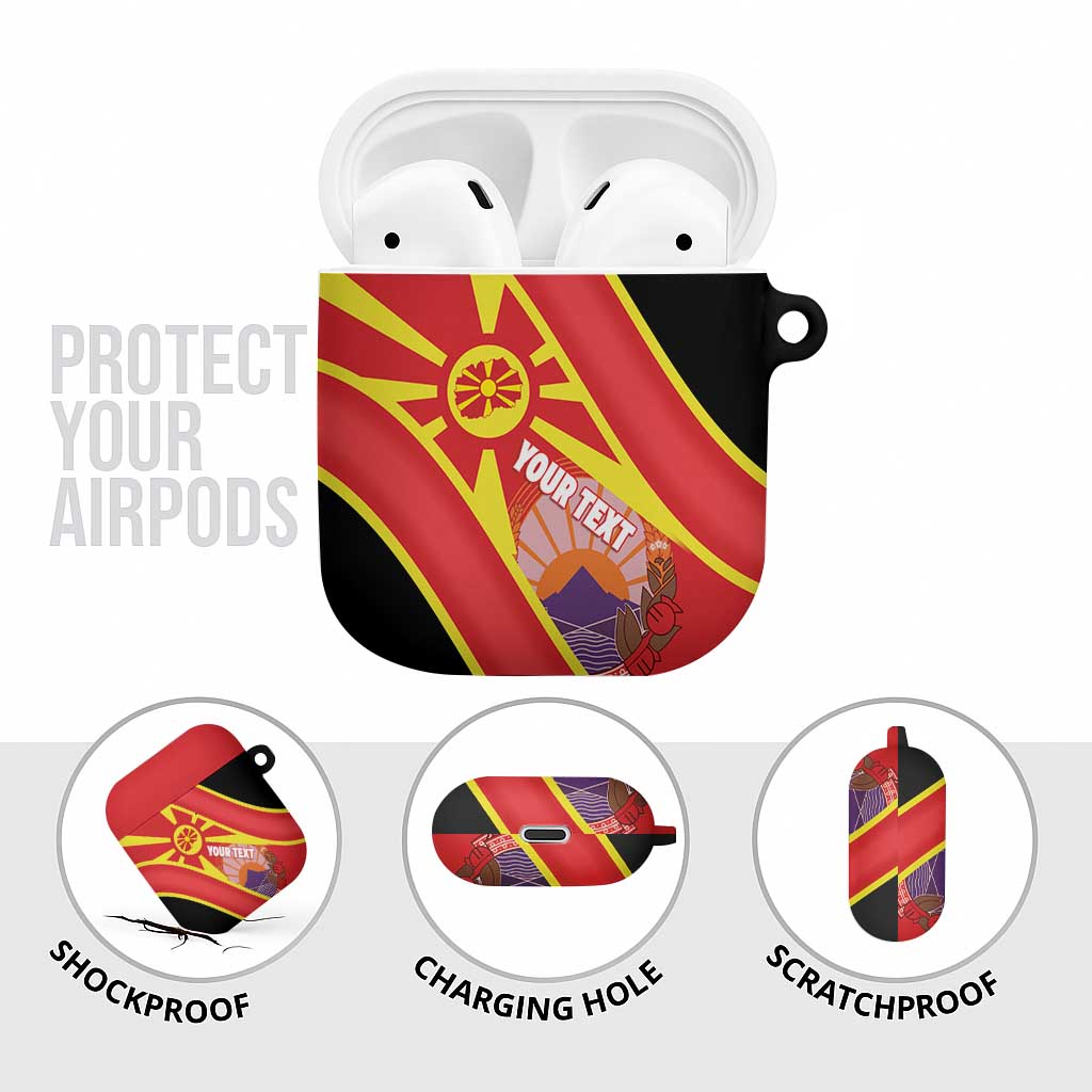 Personalised Macedonia National Day AirPods Case New Sun of Liberty Waves Style - Wonder Print Shop