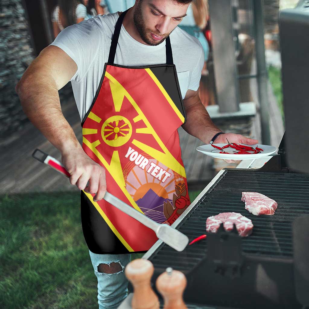 Personalised Macedonia National Day Apron New Sun of Liberty Waves Style - Wonder Print Shop