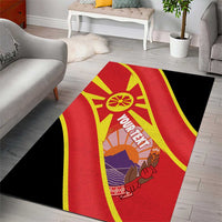 Personalised Macedonia National Day Area Rug New Sun of Liberty Waves Style - Wonder Print Shop