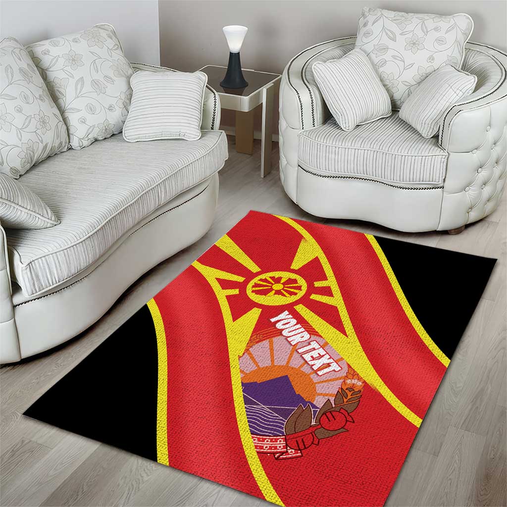 Personalised Macedonia National Day Area Rug New Sun of Liberty Waves Style - Wonder Print Shop