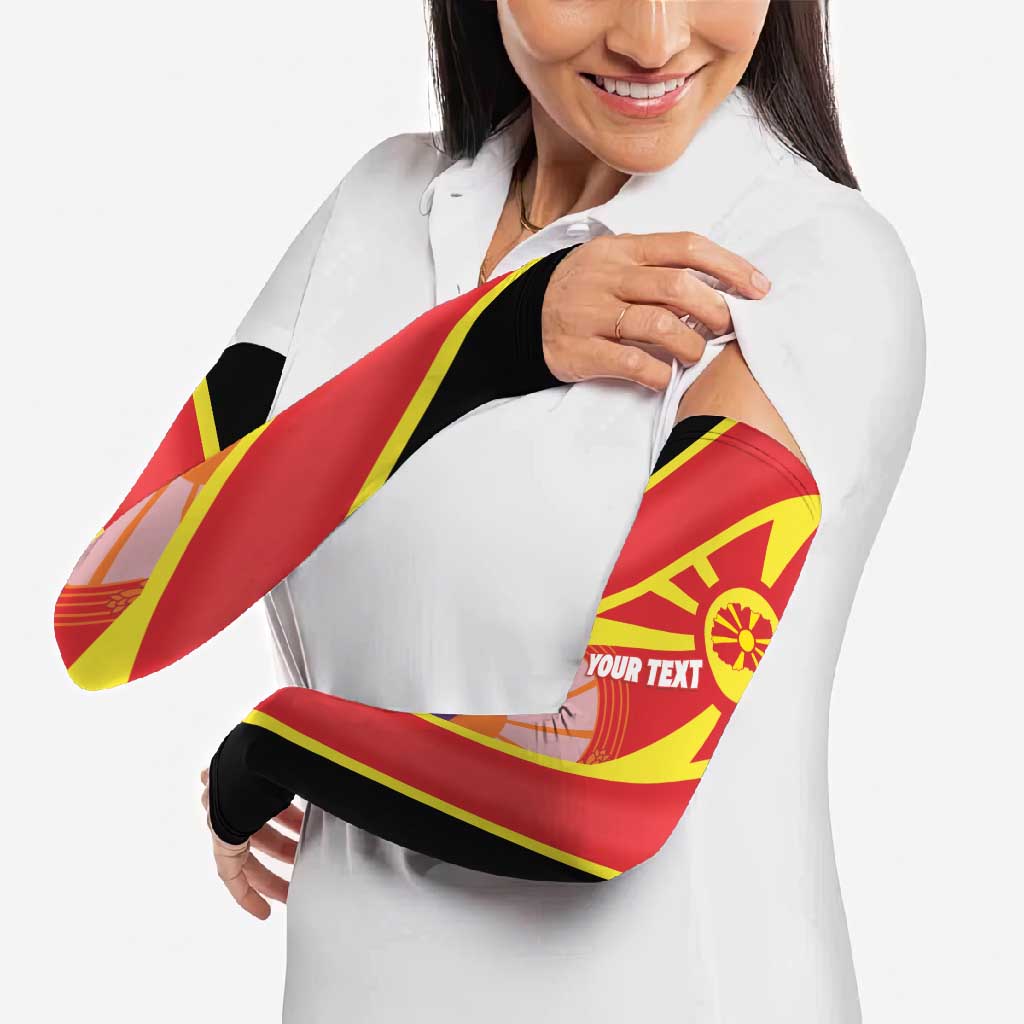 Personalised Macedonia National Day Arm Sleeves New Sun of Liberty Waves Style - Wonder Print Shop