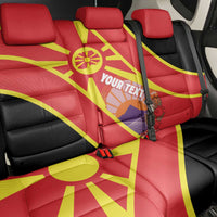 Personalised Macedonia National Day Back Car Seat Cover New Sun of Liberty Waves Style - Wonder Print Shop
