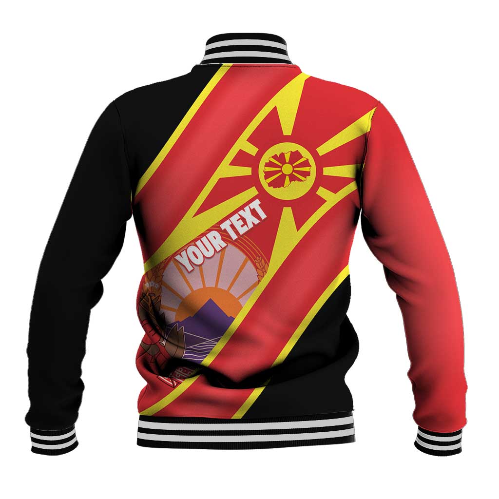 Personalised Macedonia National Day Baseball Jacket New Sun of Liberty Waves Style - Wonder Print Shop