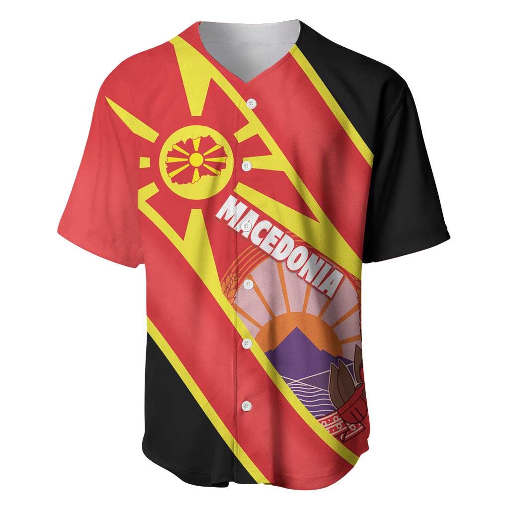Personalised Macedonia National Day Baseball Jersey New Sun of Liberty Waves Style - Wonder Print Shop