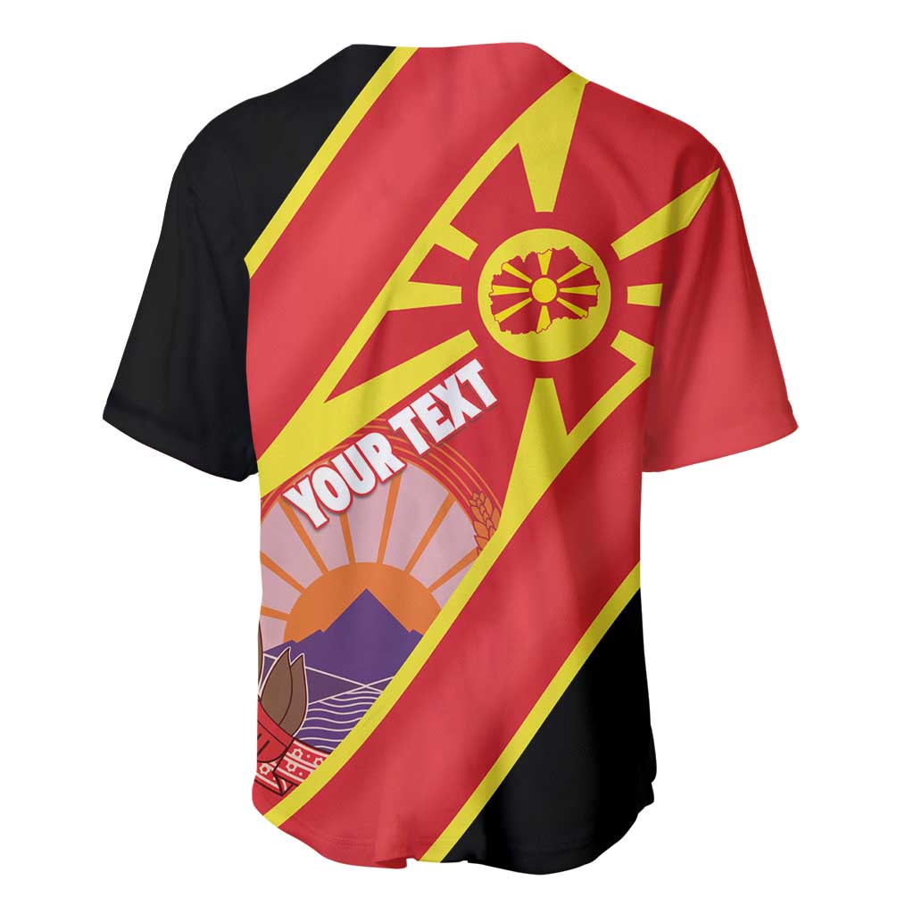 Personalised Macedonia National Day Baseball Jersey New Sun of Liberty Waves Style - Wonder Print Shop