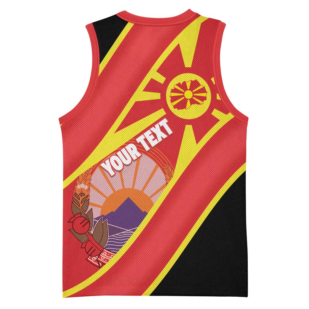 Personalised Macedonia National Day Basketball Jersey New Sun of Liberty Waves Style - Wonder Print Shop