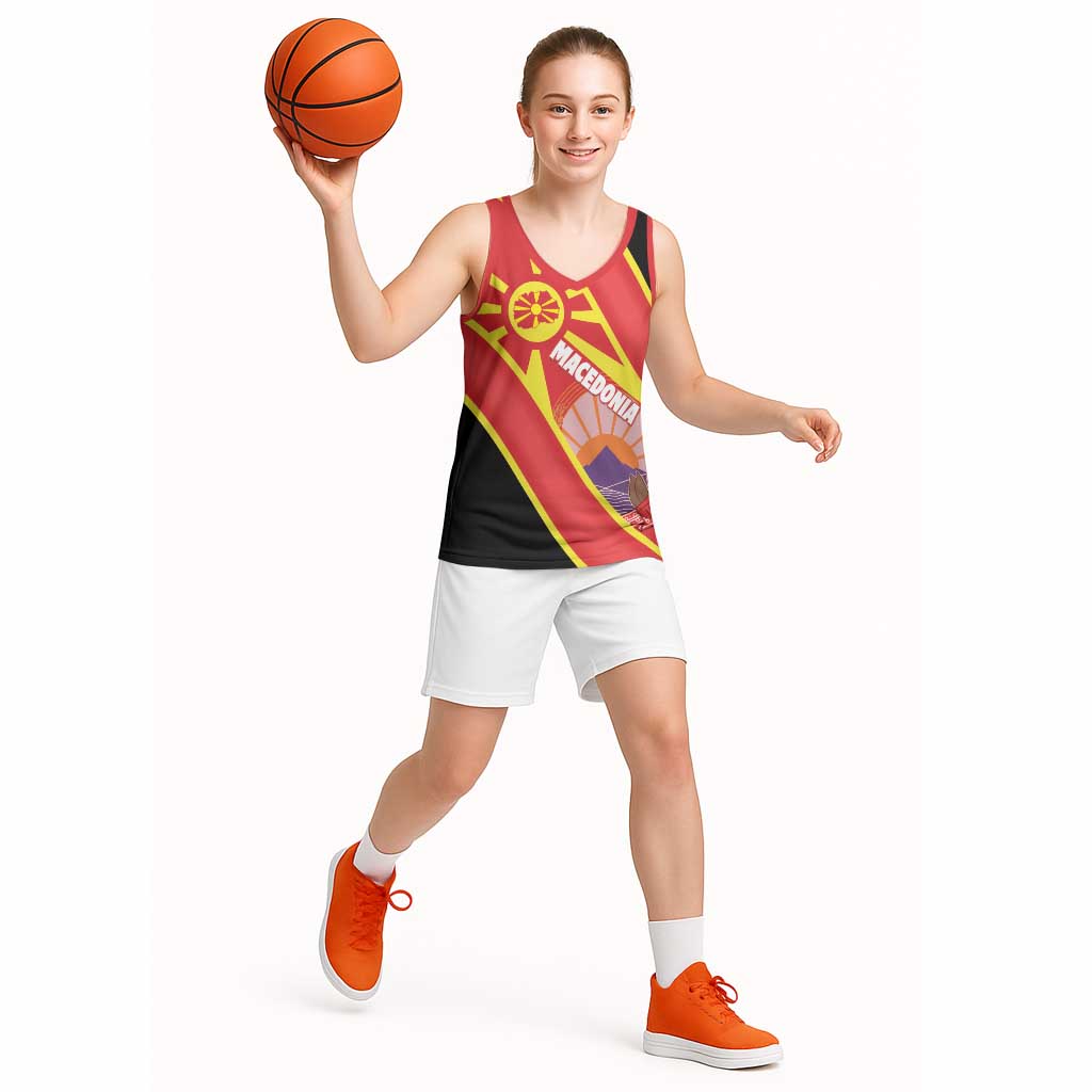 Personalised Macedonia National Day Basketball Jersey New Sun of Liberty Waves Style - Wonder Print Shop
