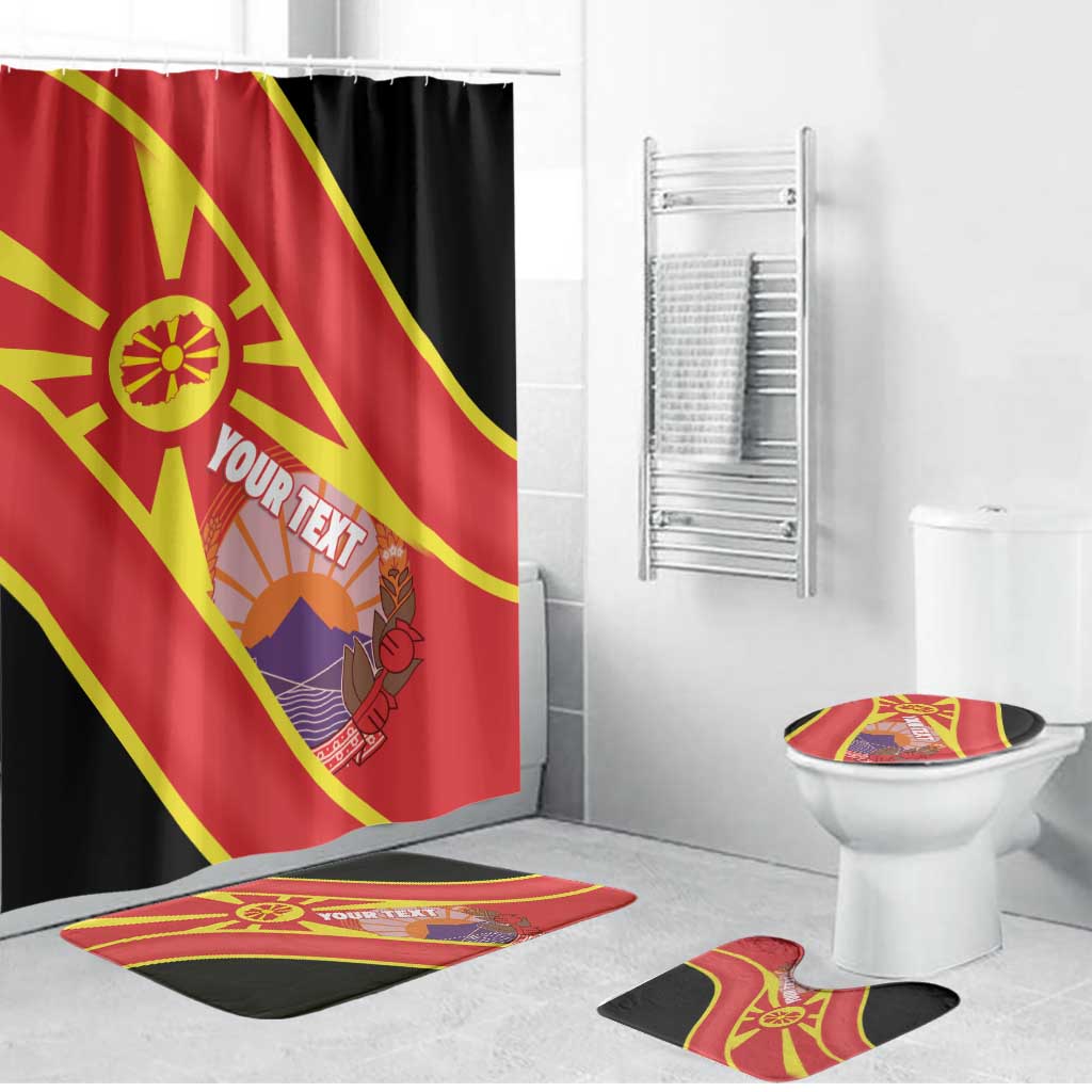 Personalised Macedonia National Day Bathroom Set New Sun of Liberty Waves Style - Wonder Print Shop