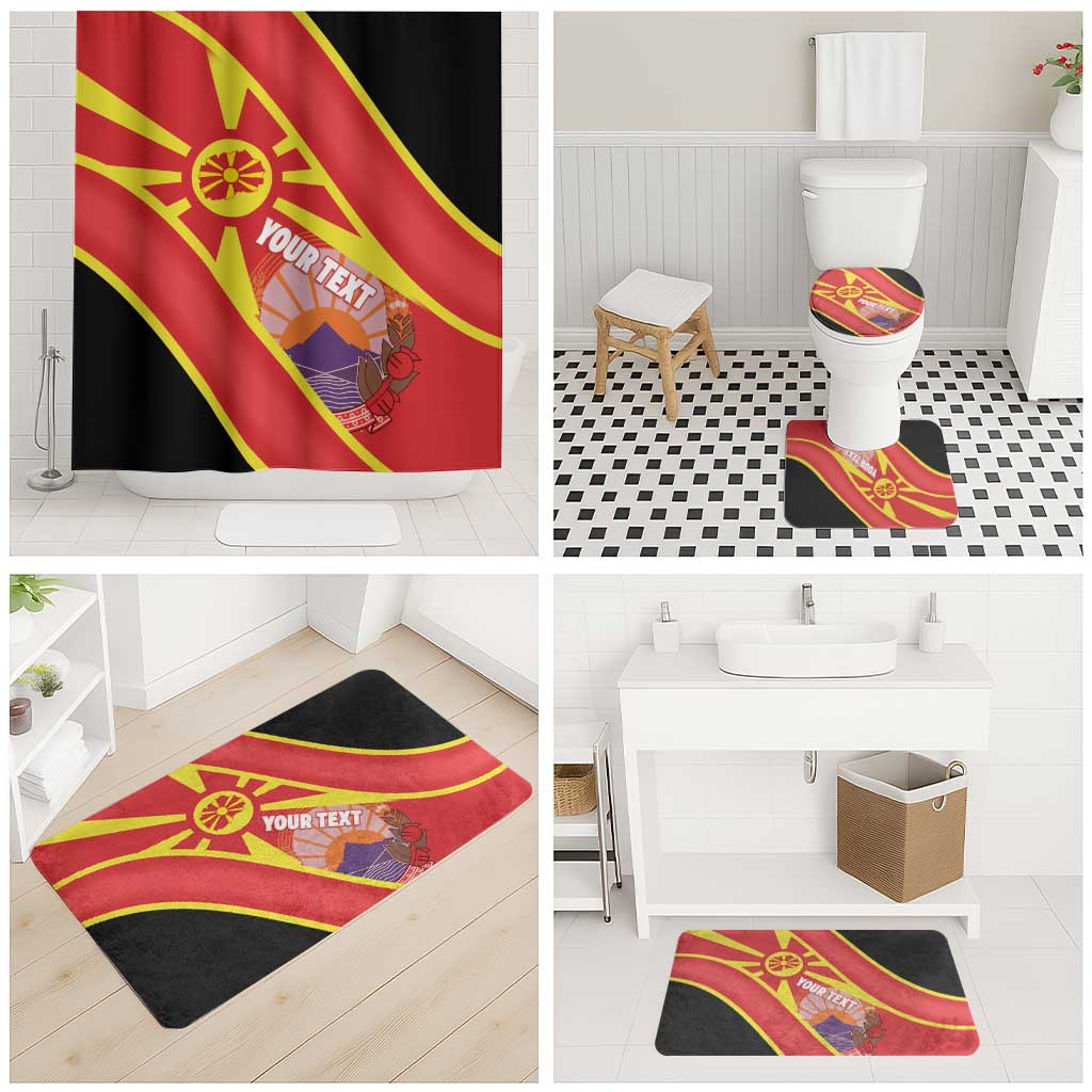Personalised Macedonia National Day Bathroom Set New Sun of Liberty Waves Style - Wonder Print Shop