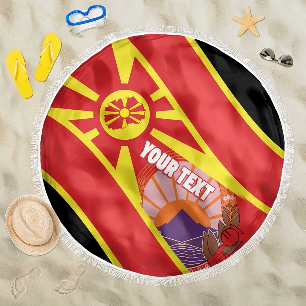 Personalised Macedonia National Day Beach Blanket New Sun of Liberty Waves Style - Wonder Print Shop