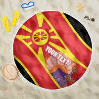 Personalised Macedonia National Day Beach Blanket New Sun of Liberty Waves Style - Wonder Print Shop