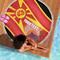 Personalised Macedonia National Day Beach Blanket New Sun of Liberty Waves Style - Wonder Print Shop