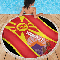 Personalised Macedonia National Day Beach Blanket New Sun of Liberty Waves Style - Wonder Print Shop