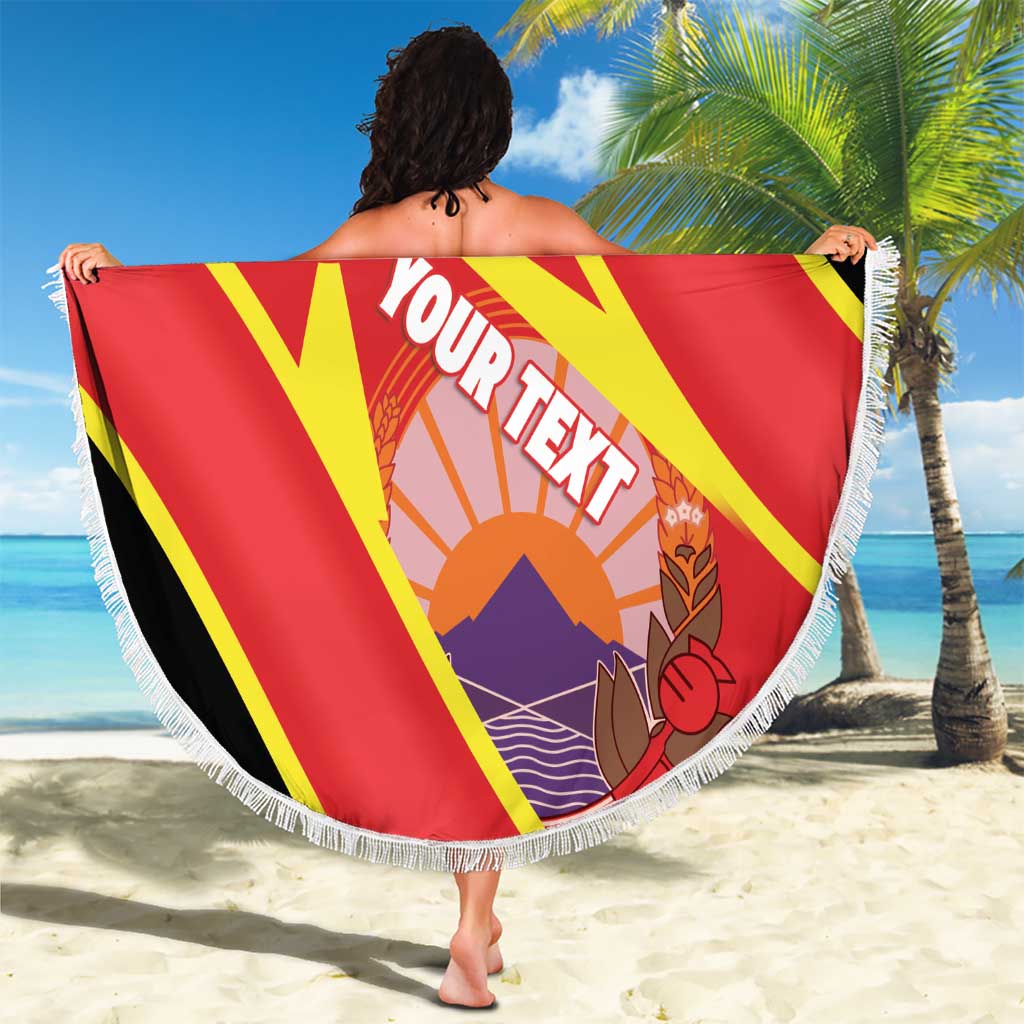 Personalised Macedonia National Day Beach Blanket New Sun of Liberty Waves Style - Wonder Print Shop