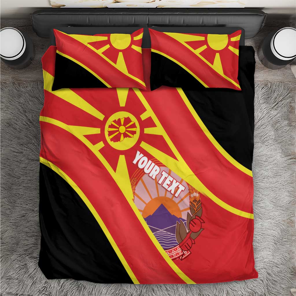 Personalised Macedonia National Day Bedding Set New Sun of Liberty Waves Style - Wonder Print Shop