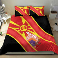 Personalised Macedonia National Day Bedding Set New Sun of Liberty Waves Style - Wonder Print Shop
