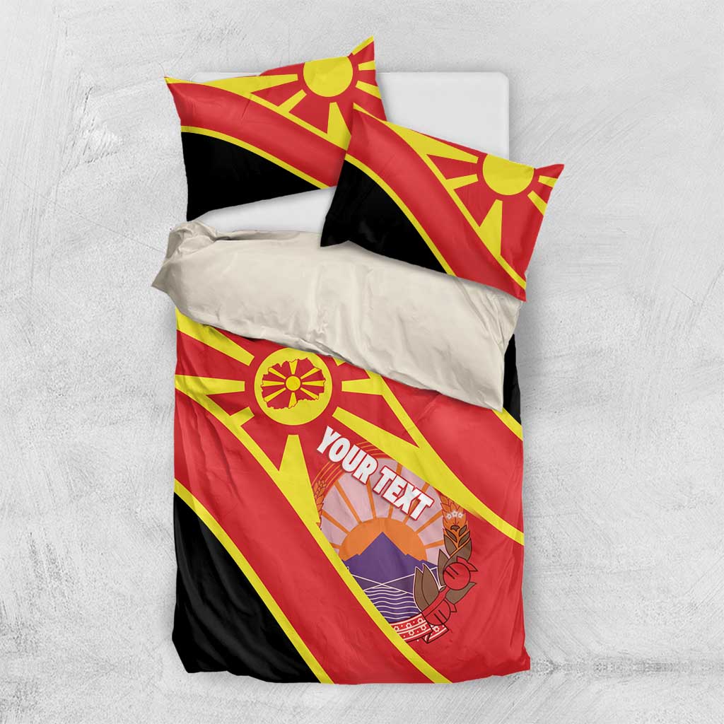 Personalised Macedonia National Day Bedding Set New Sun of Liberty Waves Style - Wonder Print Shop