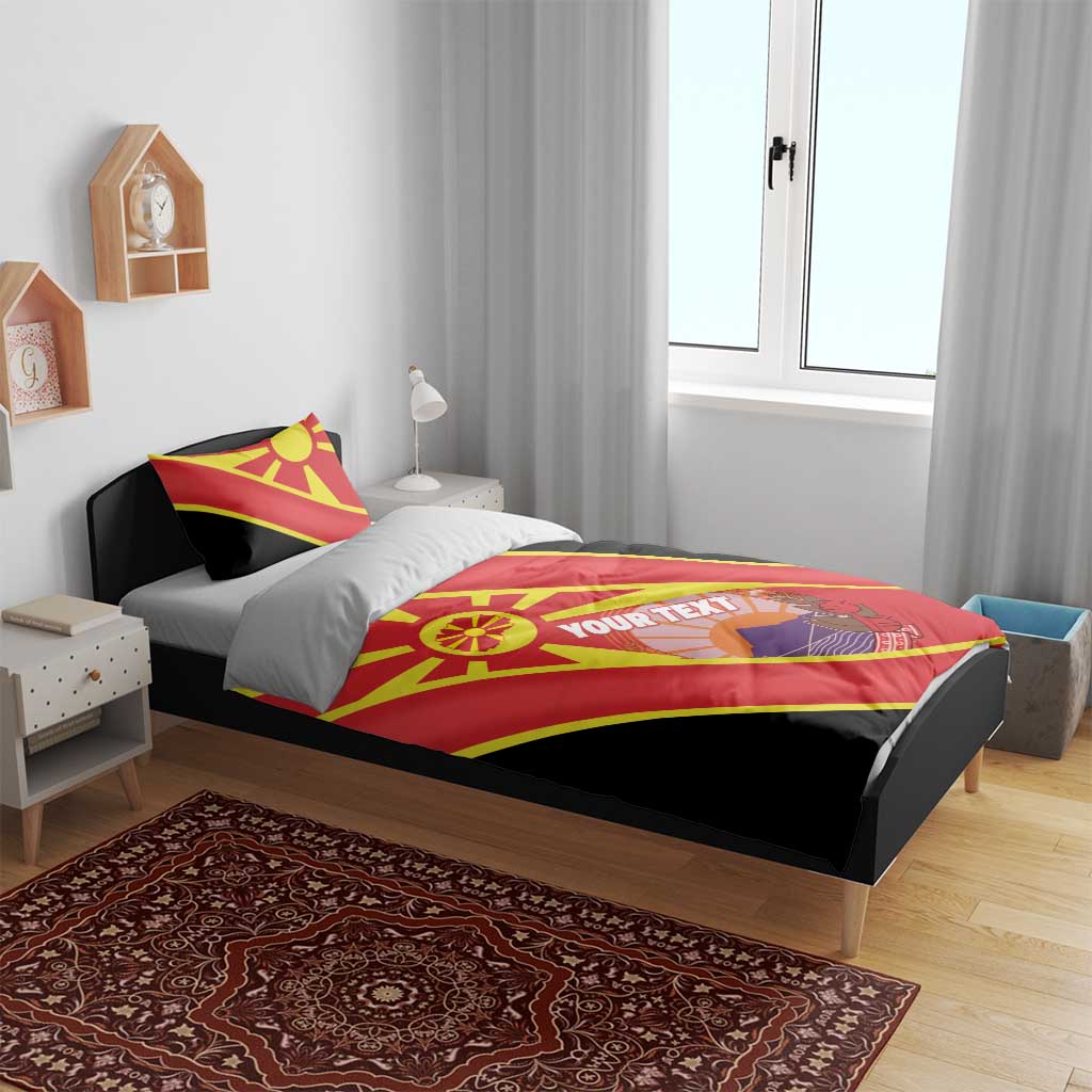 Personalised Macedonia National Day Bedding Set New Sun of Liberty Waves Style - Wonder Print Shop