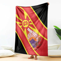 Personalised Macedonia National Day Blanket New Sun of Liberty Waves Style - Wonder Print Shop