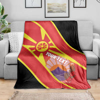 Personalised Macedonia National Day Blanket New Sun of Liberty Waves Style - Wonder Print Shop
