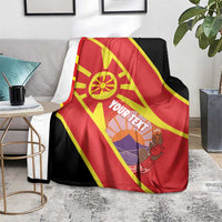 Personalised Macedonia National Day Blanket New Sun of Liberty Waves Style - Wonder Print Shop
