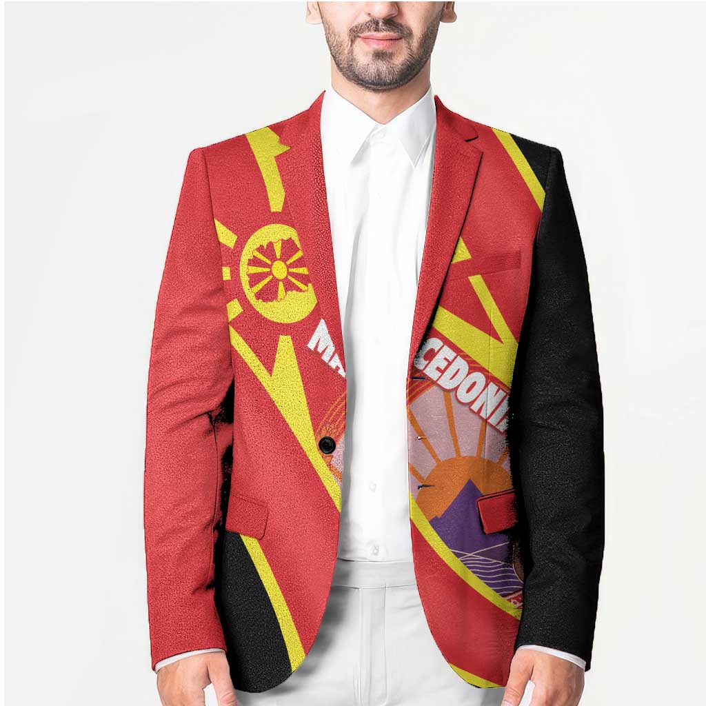 Personalised Macedonia National Day Blazer New Sun of Liberty Waves Style - Wonder Print Shop