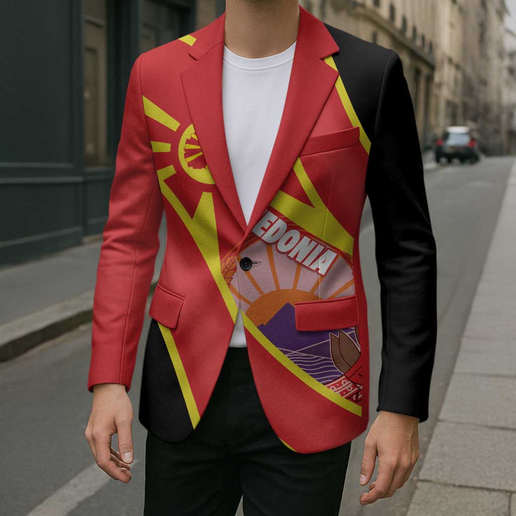 Personalised Macedonia National Day Blazer New Sun of Liberty Waves Style - Wonder Print Shop