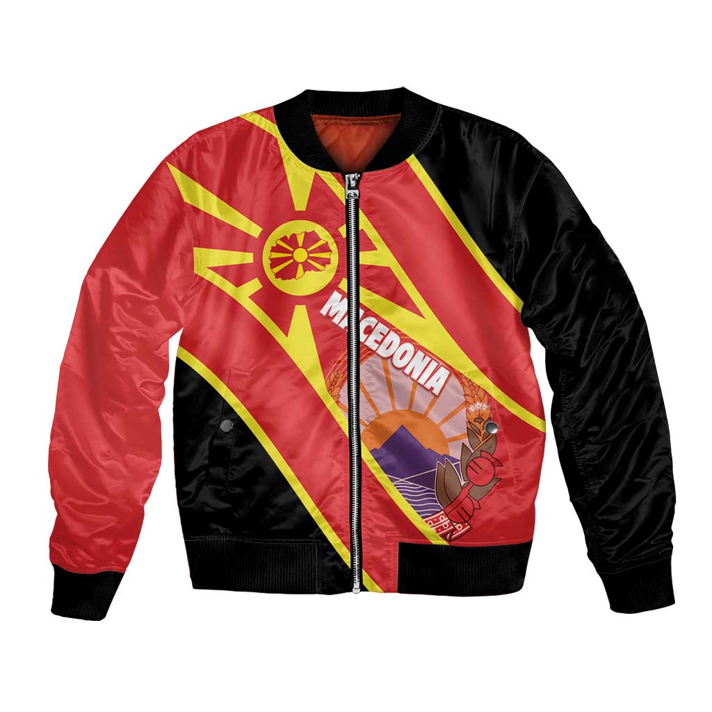 Personalised Macedonia National Day Bomber Jacket New Sun of Liberty Waves Style - Wonder Print Shop