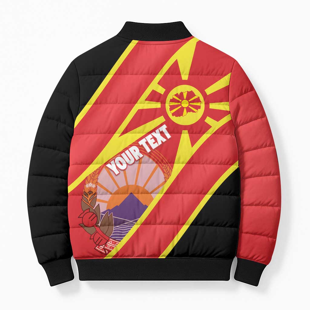 Personalised Macedonia National Day Bomber Puffer Jacket New Sun of Liberty Waves Style - Wonder Print Shop