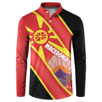 Personalised Macedonia National Day Button Sweatshirt New Sun of Liberty Waves Style - Wonder Print Shop