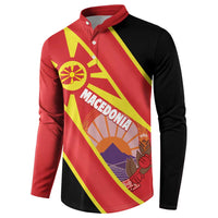 Personalised Macedonia National Day Button Sweatshirt New Sun of Liberty Waves Style - Wonder Print Shop