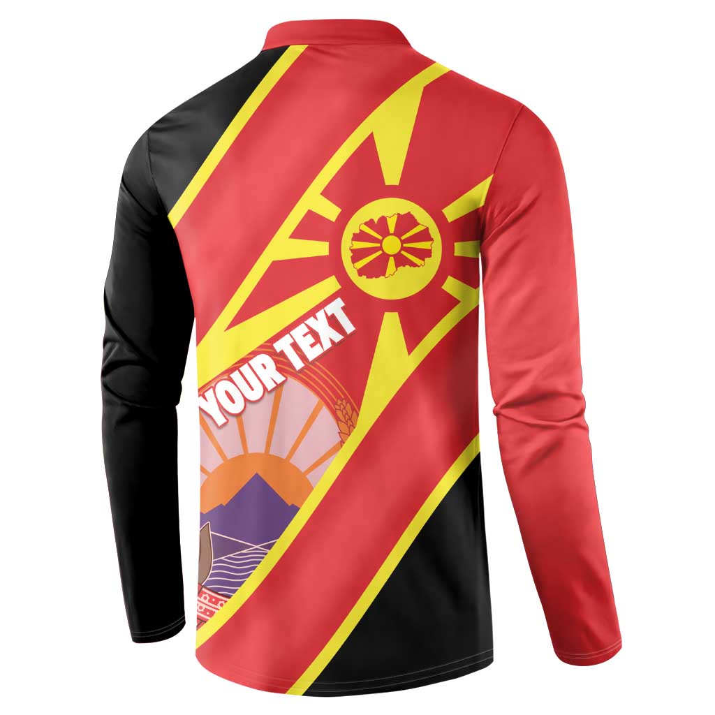 Personalised Macedonia National Day Button Sweatshirt New Sun of Liberty Waves Style - Wonder Print Shop