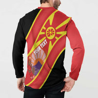 Personalised Macedonia National Day Button Sweatshirt New Sun of Liberty Waves Style - Wonder Print Shop