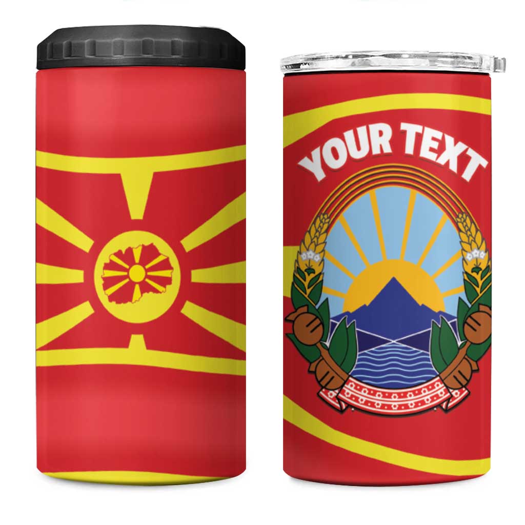 Personalised Macedonia National Day 4 in 1 Can Cooler Tumbler New Sun of Liberty Waves Style - Wonder Print Shop