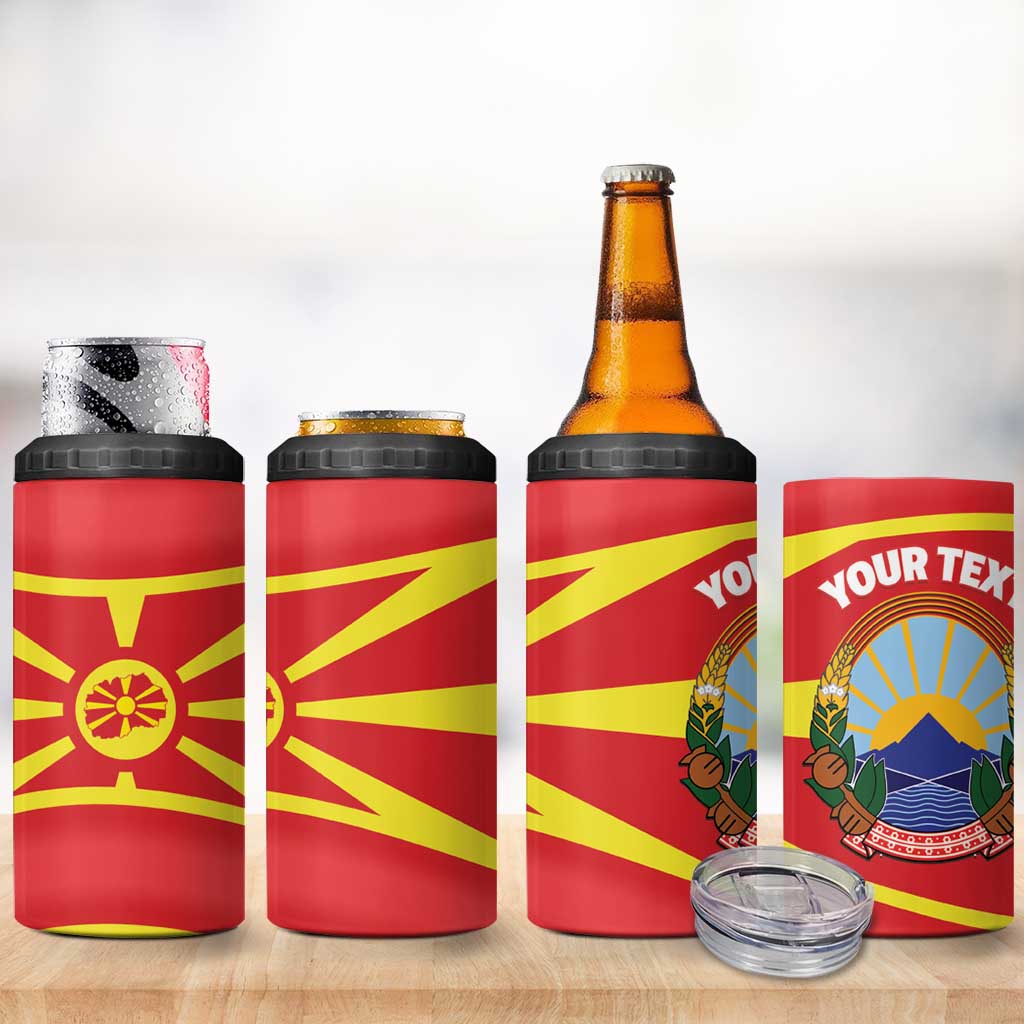 Personalised Macedonia National Day 4 in 1 Can Cooler Tumbler New Sun of Liberty Waves Style - Wonder Print Shop