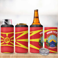Personalised Macedonia National Day 4 in 1 Can Cooler Tumbler New Sun of Liberty Waves Style - Wonder Print Shop
