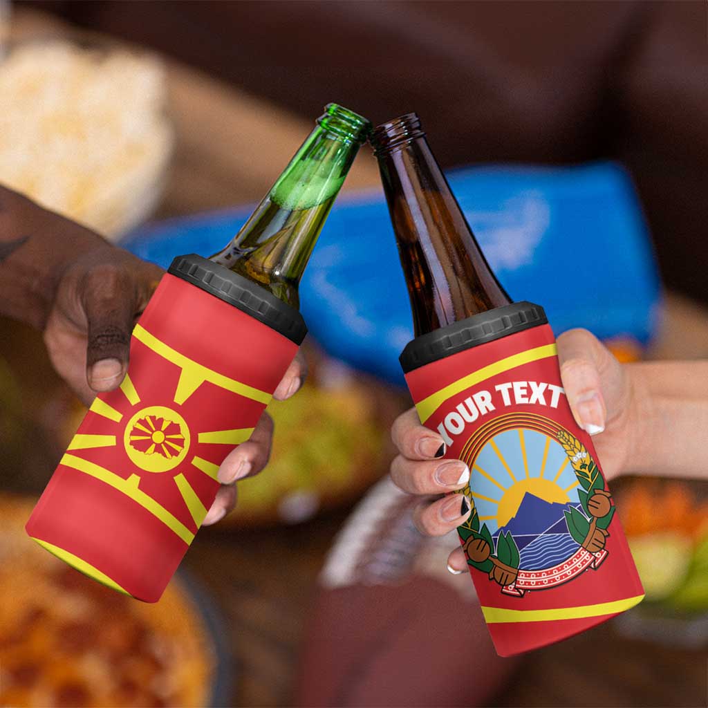 Personalised Macedonia National Day 4 in 1 Can Cooler Tumbler New Sun of Liberty Waves Style - Wonder Print Shop