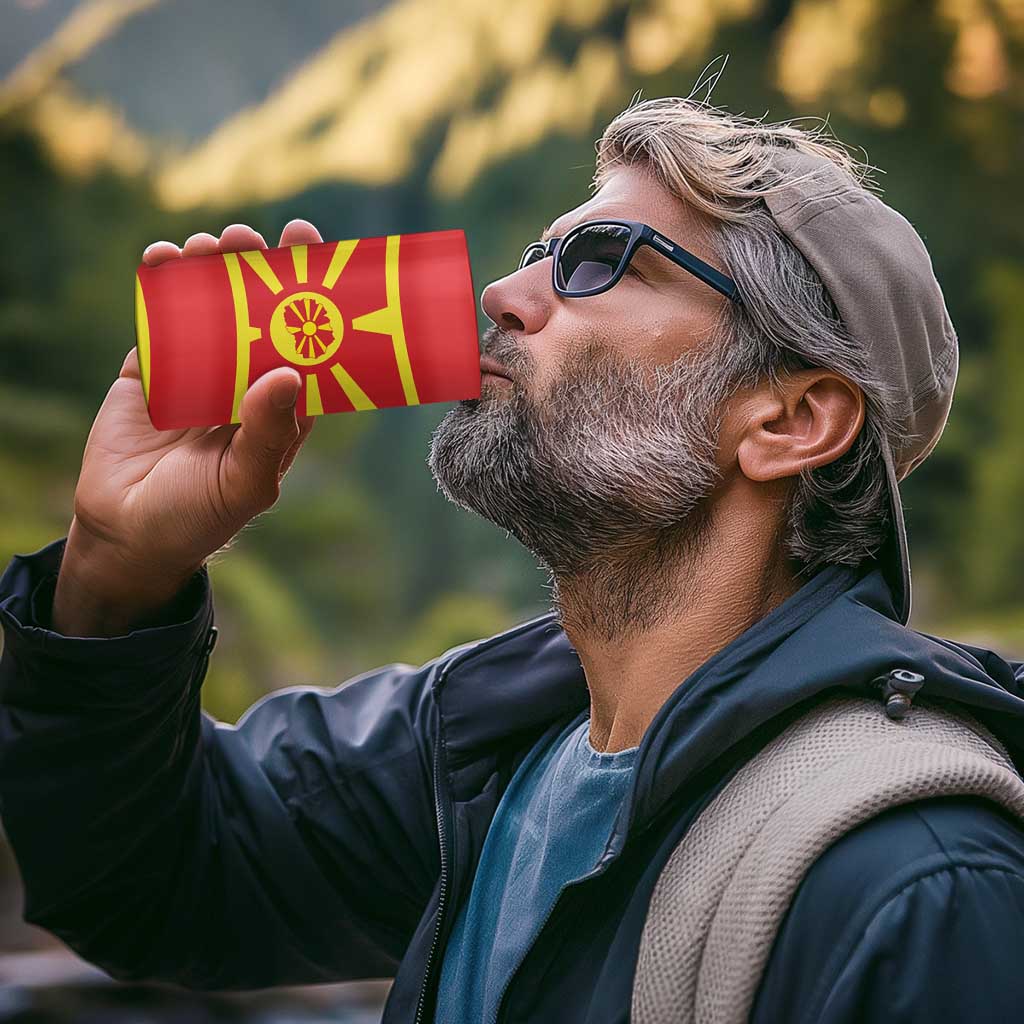Personalised Macedonia National Day 4 in 1 Can Cooler Tumbler New Sun of Liberty Waves Style - Wonder Print Shop