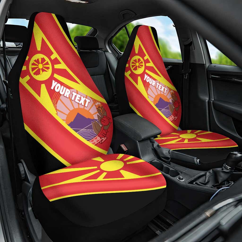 Personalised Macedonia National Day Car Seat Cover New Sun of Liberty Waves Style - Wonder Print Shop