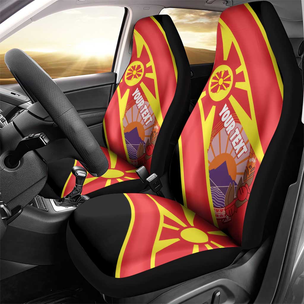 Personalised Macedonia National Day Car Seat Cover New Sun of Liberty Waves Style - Wonder Print Shop