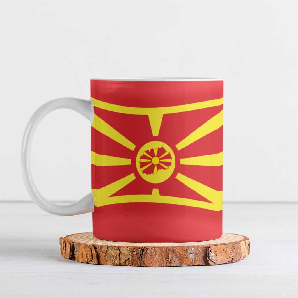 Personalised Macedonia National Day Ceramic Mug New Sun of Liberty Waves Style - Wonder Print Shop