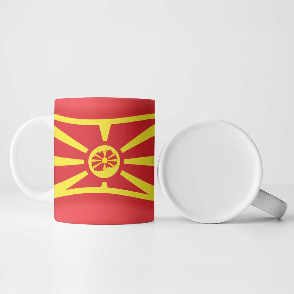 Personalised Macedonia National Day Ceramic Mug New Sun of Liberty Waves Style - Wonder Print Shop