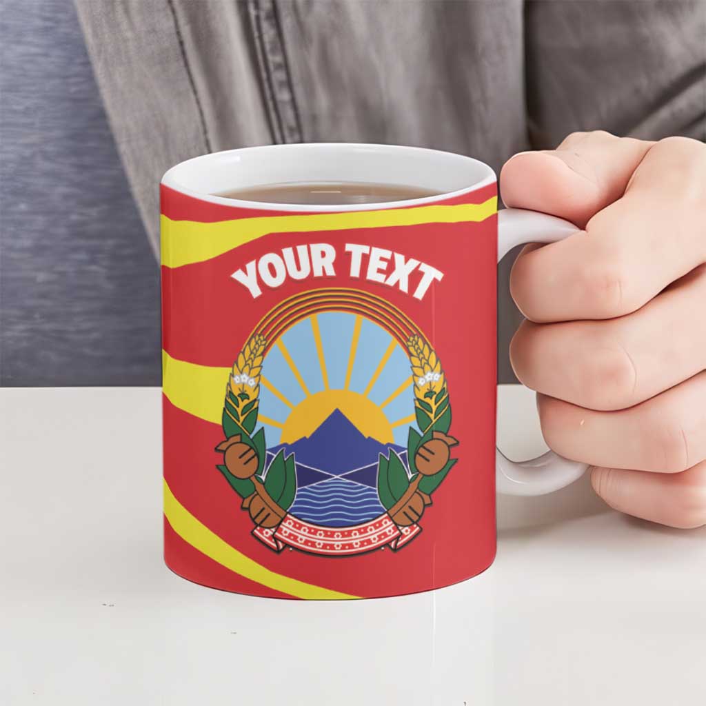 Personalised Macedonia National Day Ceramic Mug New Sun of Liberty Waves Style - Wonder Print Shop