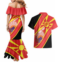 Personalised Macedonia National Day Couples Matching Mermaid Dress and Hawaiian Shirt New Sun of Liberty Waves Style - Wonder Print Shop
