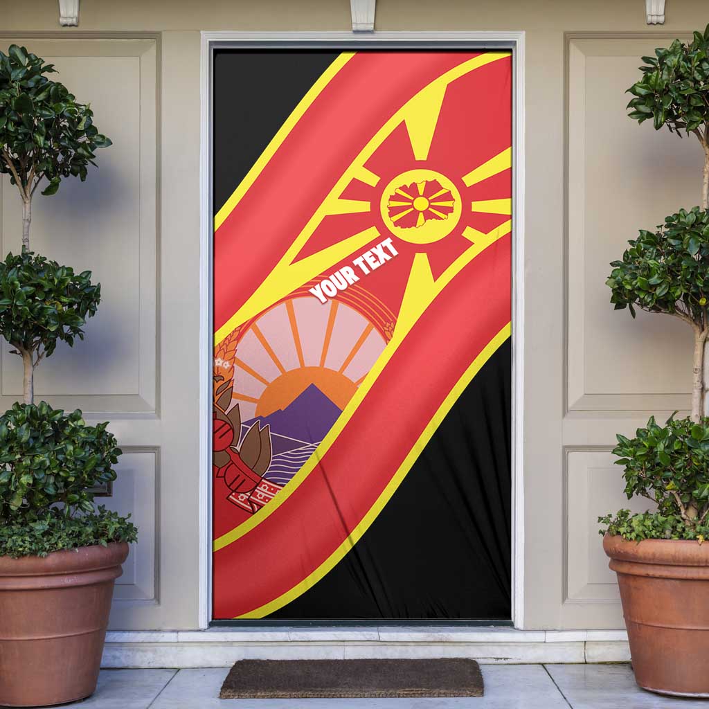 Personalised Macedonia National Day Door Cover New Sun of Liberty Waves Style - Wonder Print Shop