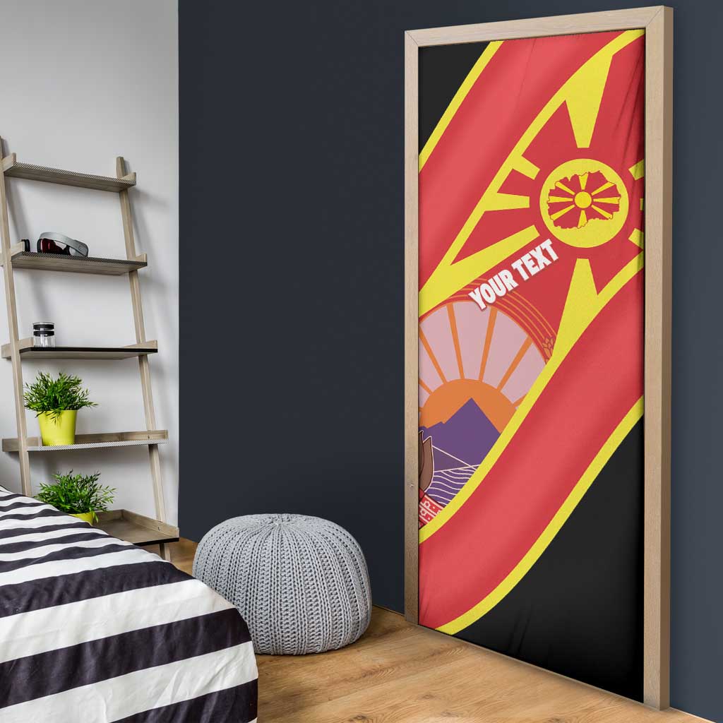 Personalised Macedonia National Day Door Cover New Sun of Liberty Waves Style - Wonder Print Shop