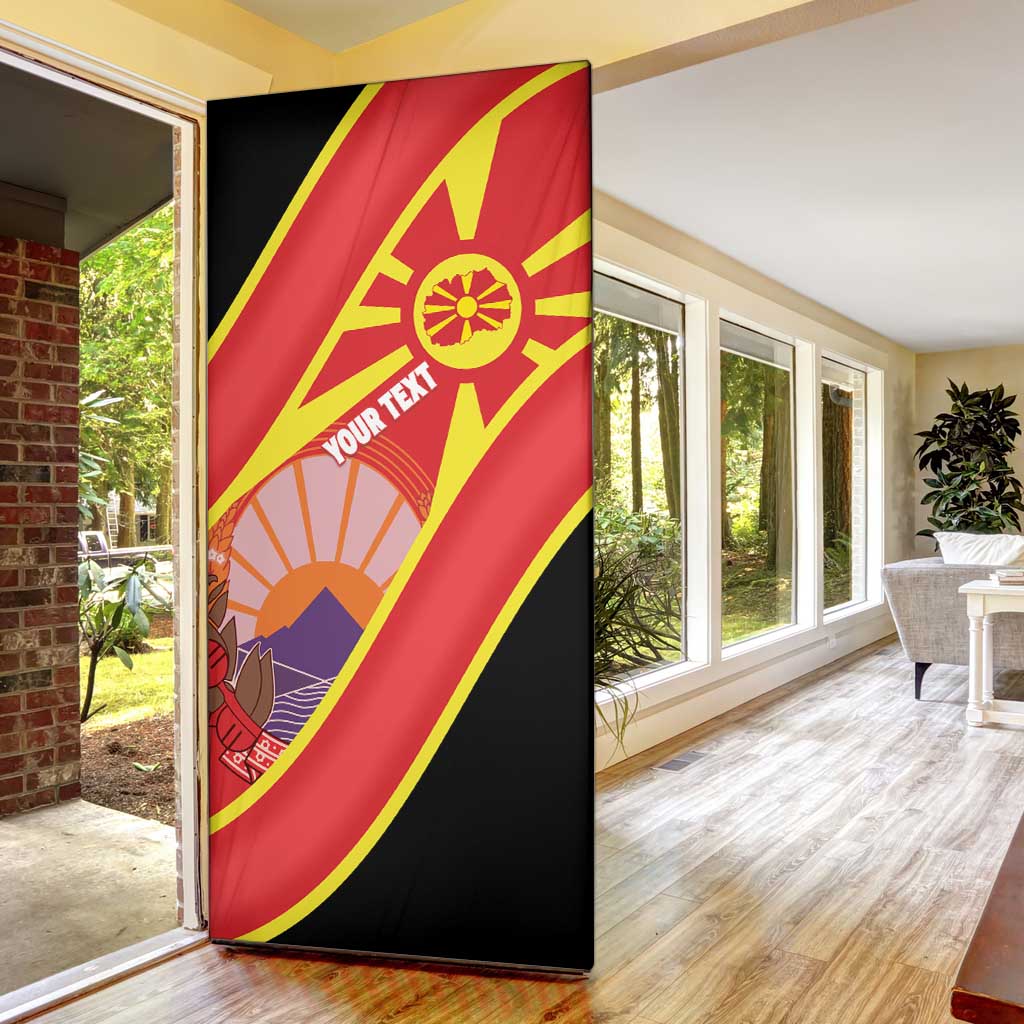 Personalised Macedonia National Day Door Cover New Sun of Liberty Waves Style - Wonder Print Shop