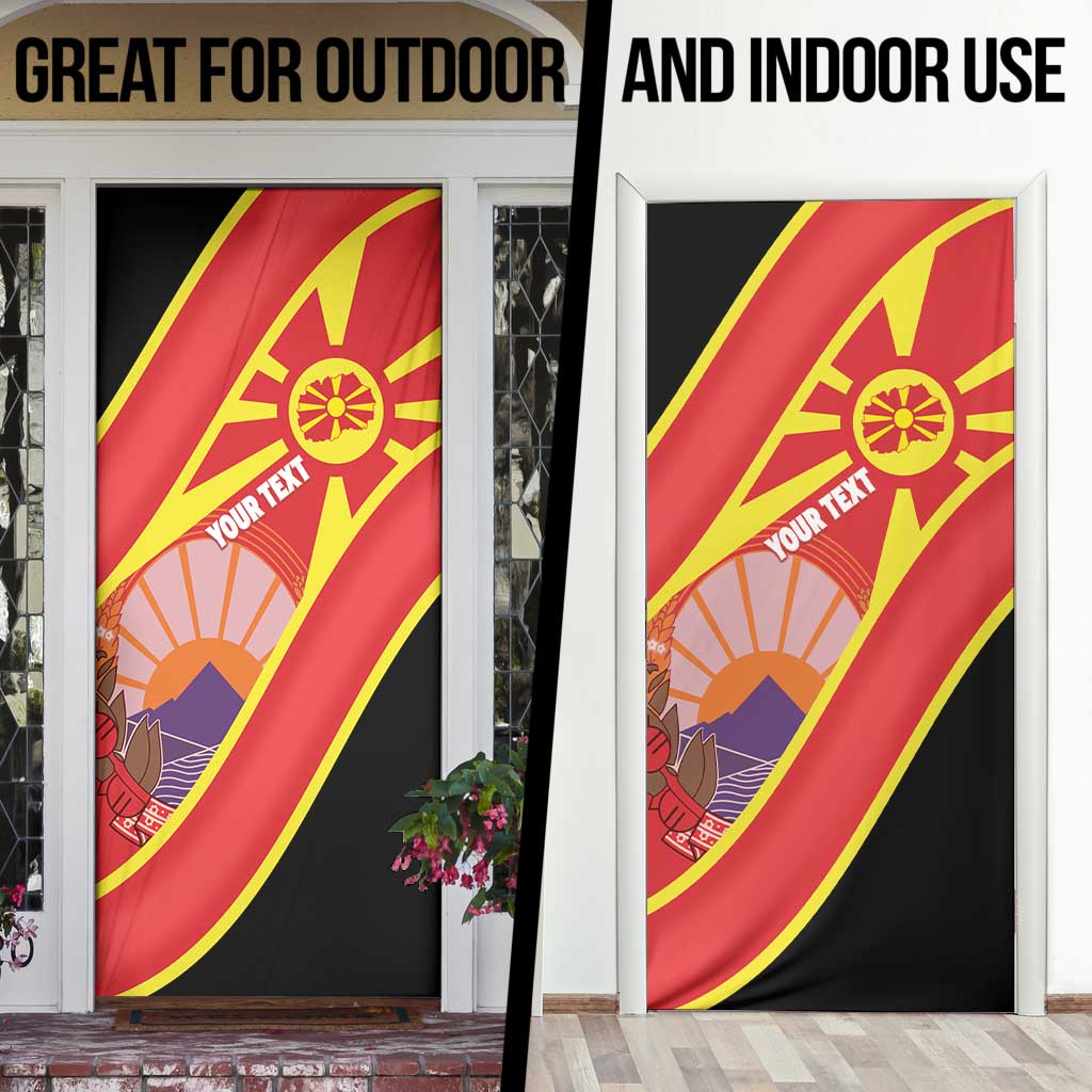 Personalised Macedonia National Day Door Cover New Sun of Liberty Waves Style - Wonder Print Shop