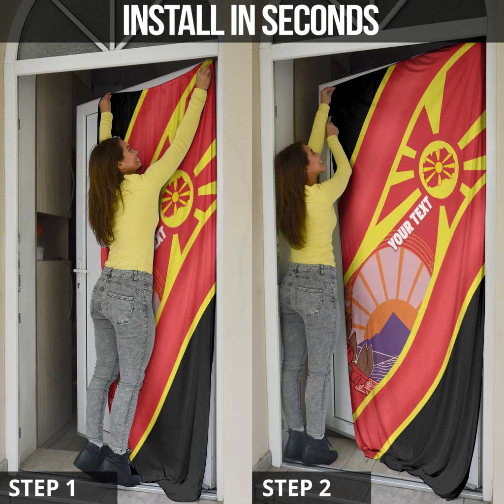 Personalised Macedonia National Day Door Cover New Sun of Liberty Waves Style - Wonder Print Shop