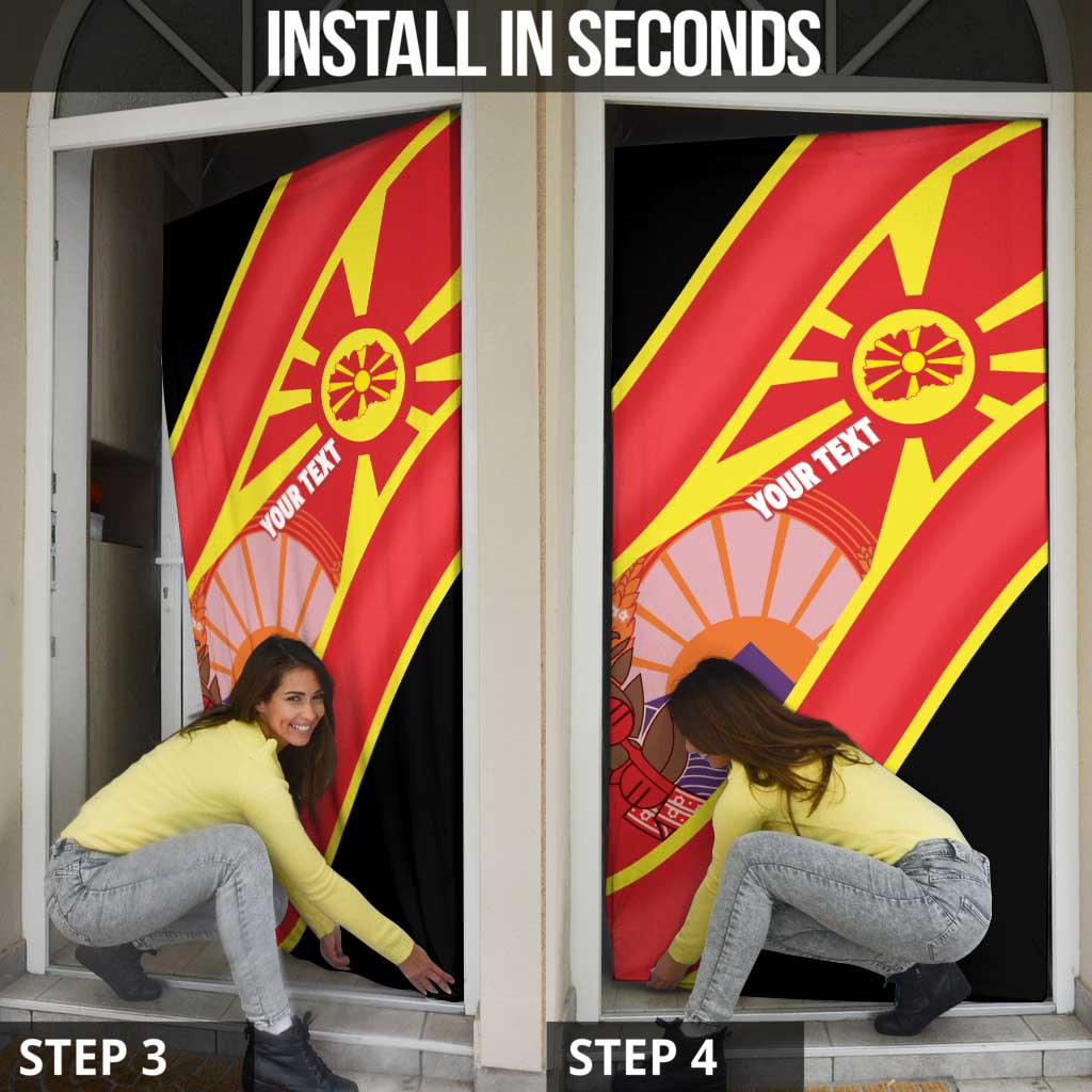 Personalised Macedonia National Day Door Cover New Sun of Liberty Waves Style - Wonder Print Shop